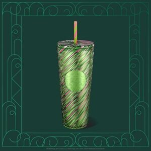 ✨ New Starbucks Wicked Pink & Green Swirl Tumbler (24 oz.) with Straw ✨